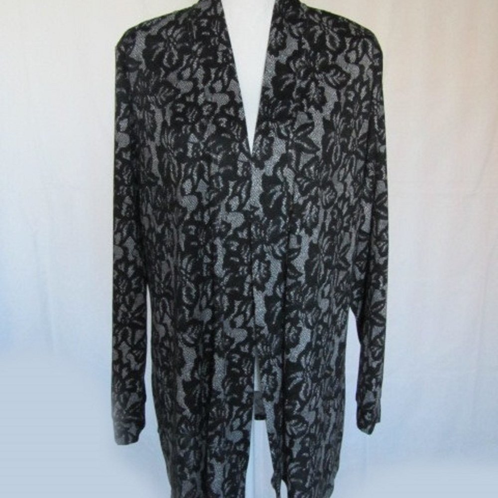 New Women’s Lane Bryant Open Front Long Lace Imitation Print Open Cardigan 18/20